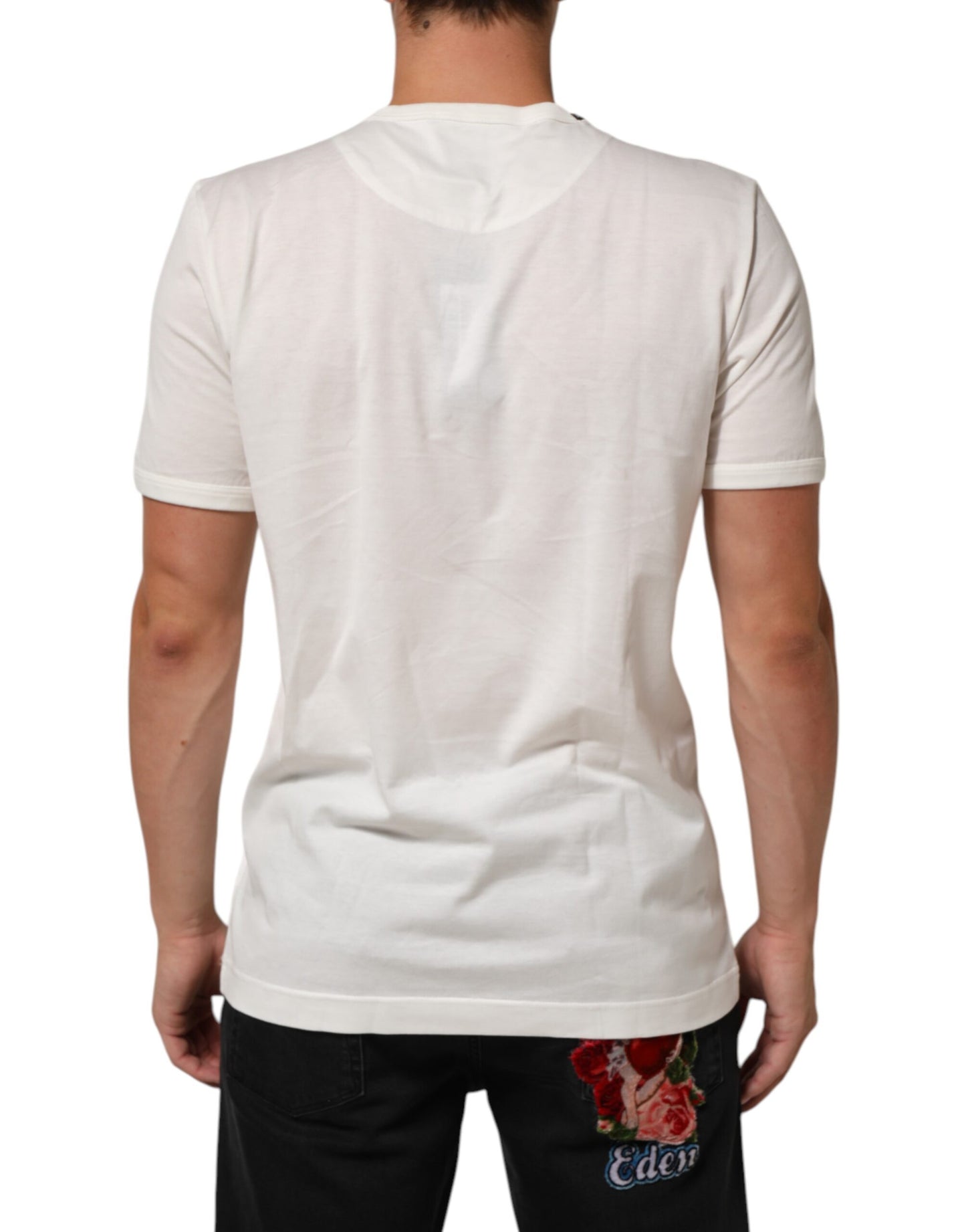 Dolce & Gabbana White Cotton Goodluck 2020 Crew Neck T-shirt Mens T-Shirt