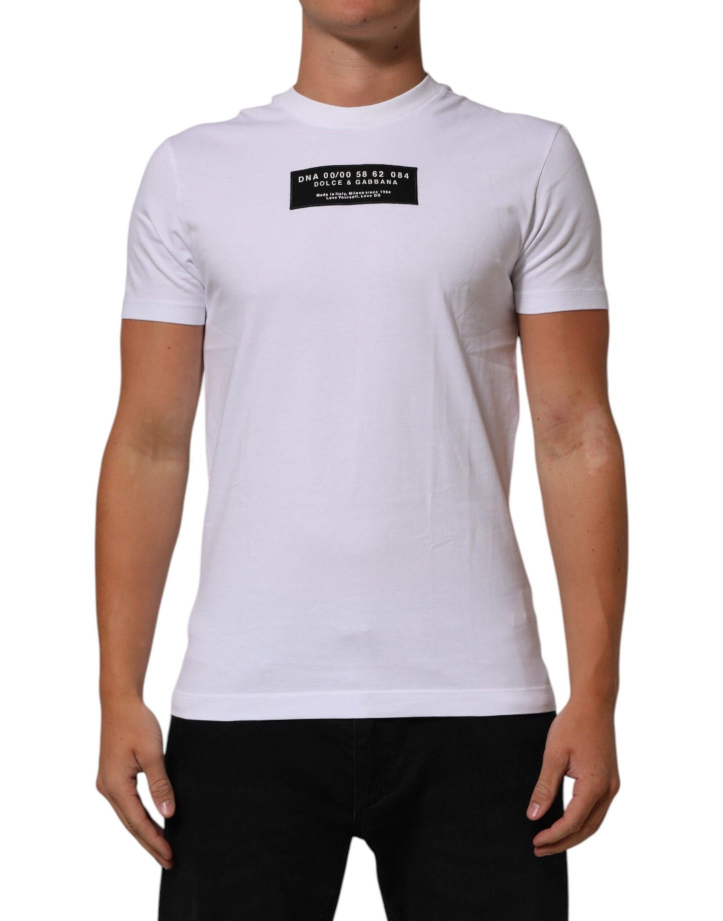 Dolce & Gabbana White Cotton Logo Print Crew Neck Men T-shirt Mens T-Shirt