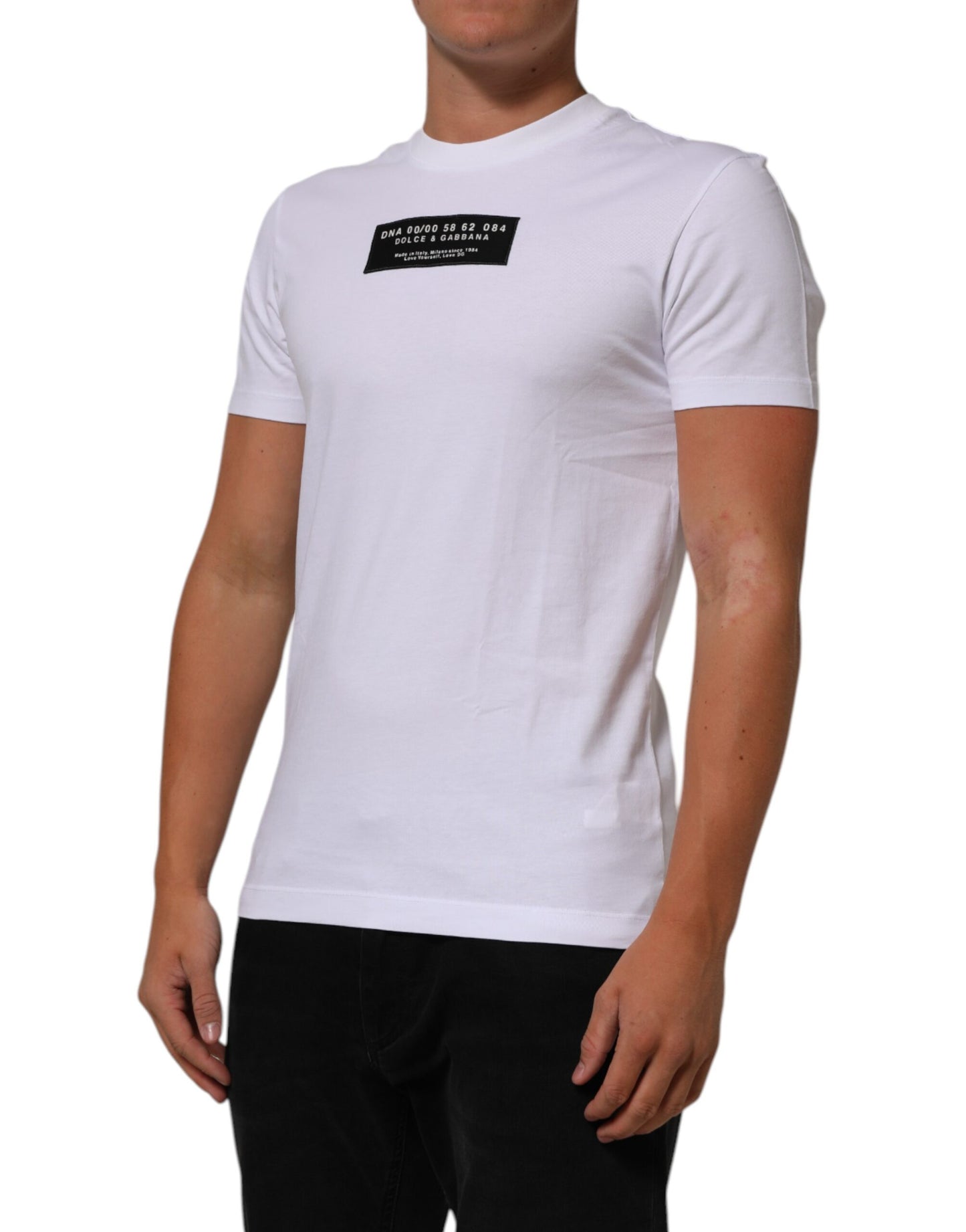 Dolce & Gabbana White Cotton Logo Print Crew Neck Men T-shirt Mens T-Shirt