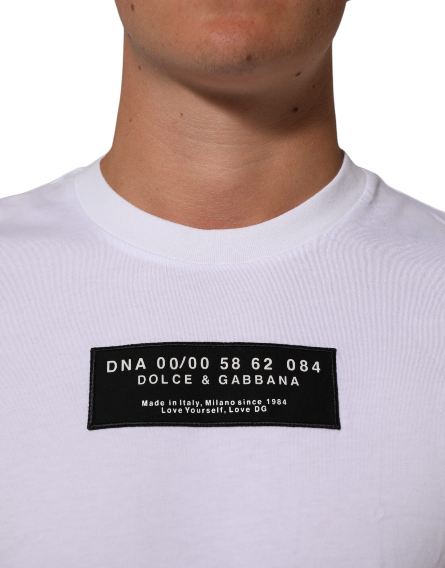 Dolce & Gabbana White Cotton Logo Print Crew Neck Men T-shirt Mens T-Shirt