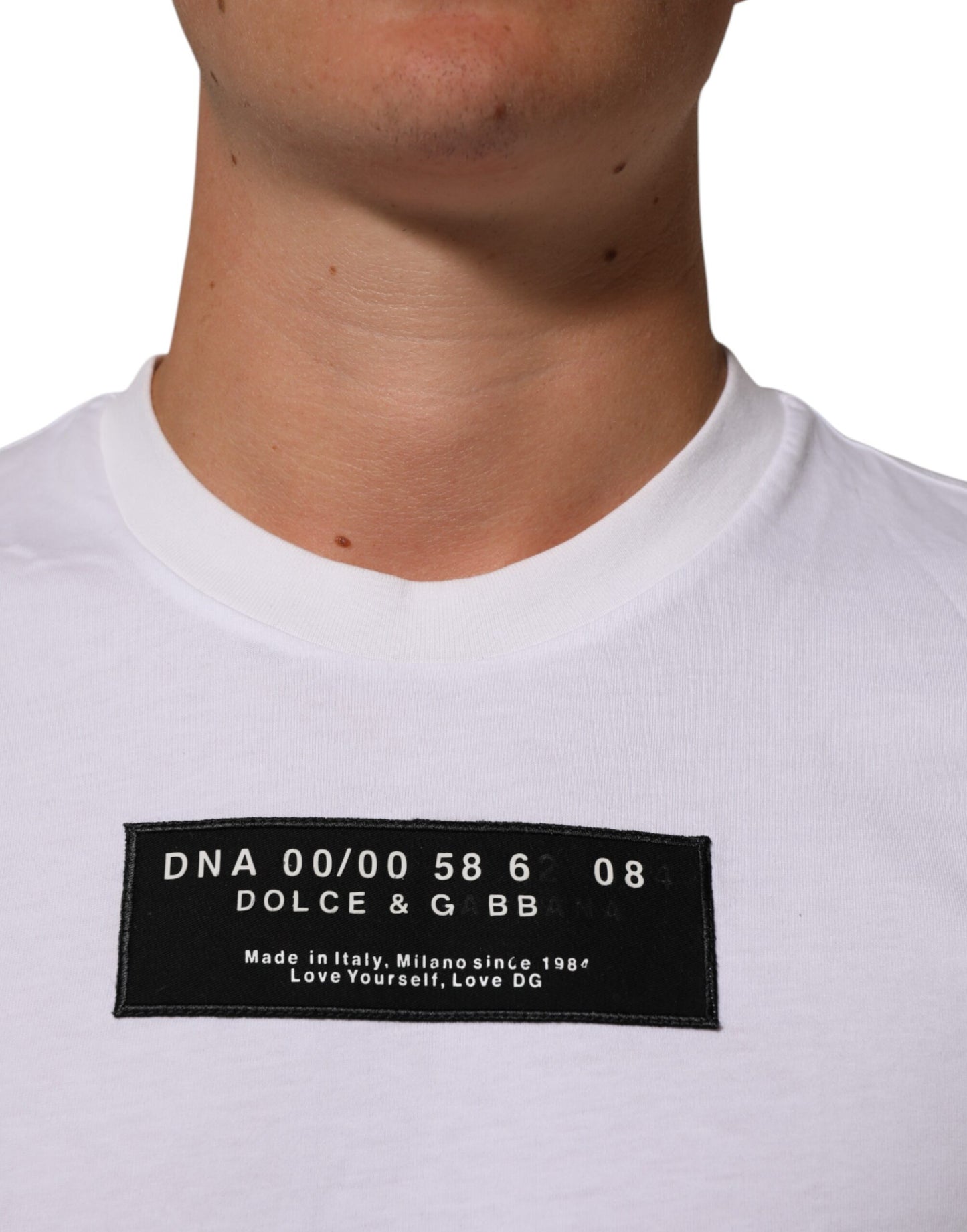 Dolce & Gabbana White Cotton Logo Print Crew Neck Men T-shirt Mens T-Shirt