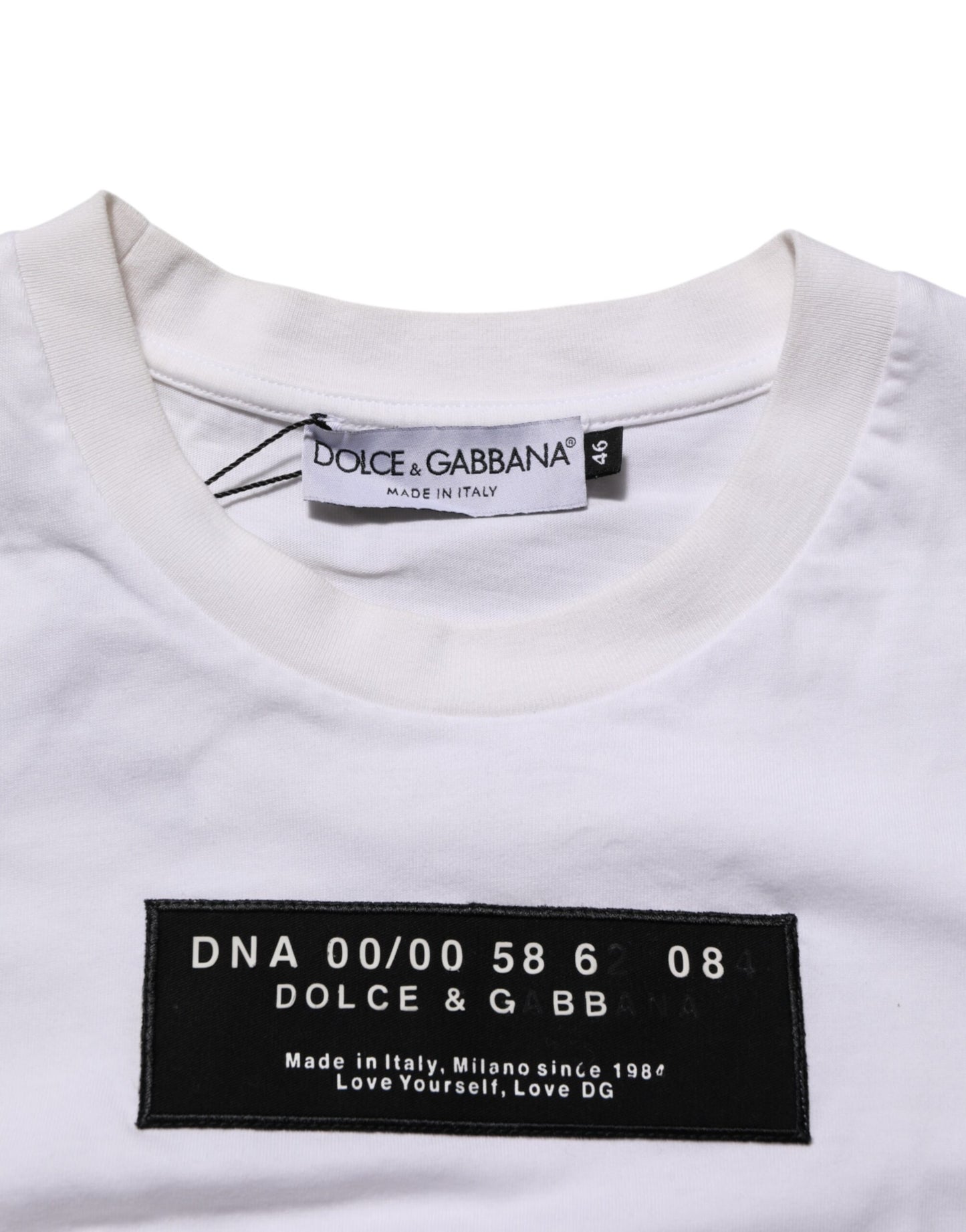 Dolce & Gabbana White Cotton Logo Print Crew Neck Men T-shirt Mens T-Shirt