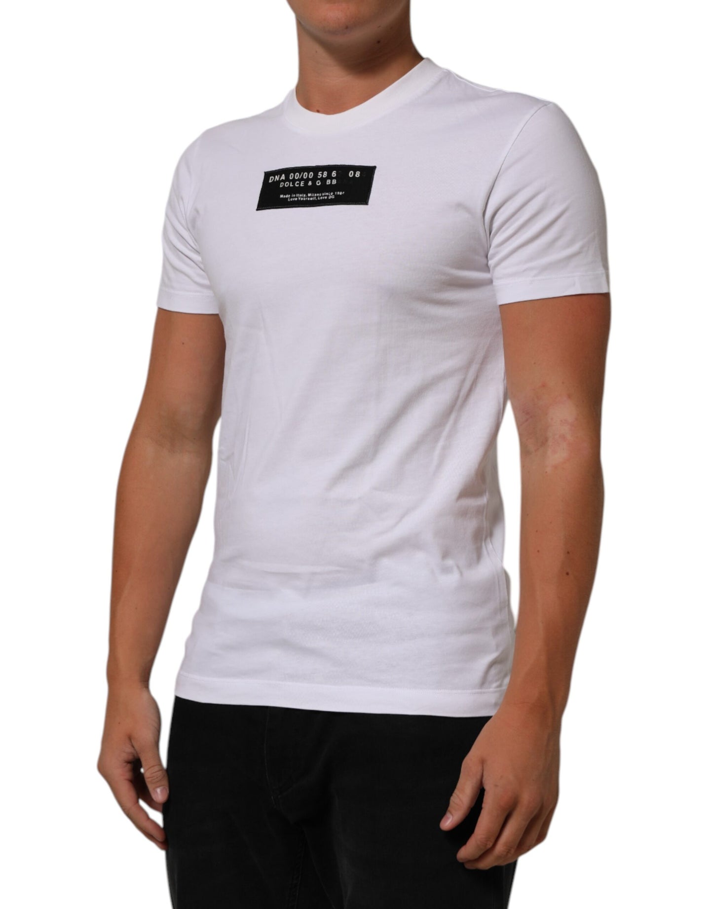Dolce & Gabbana White Cotton Logo Print Crew Neck Men T-shirt Mens T-Shirt