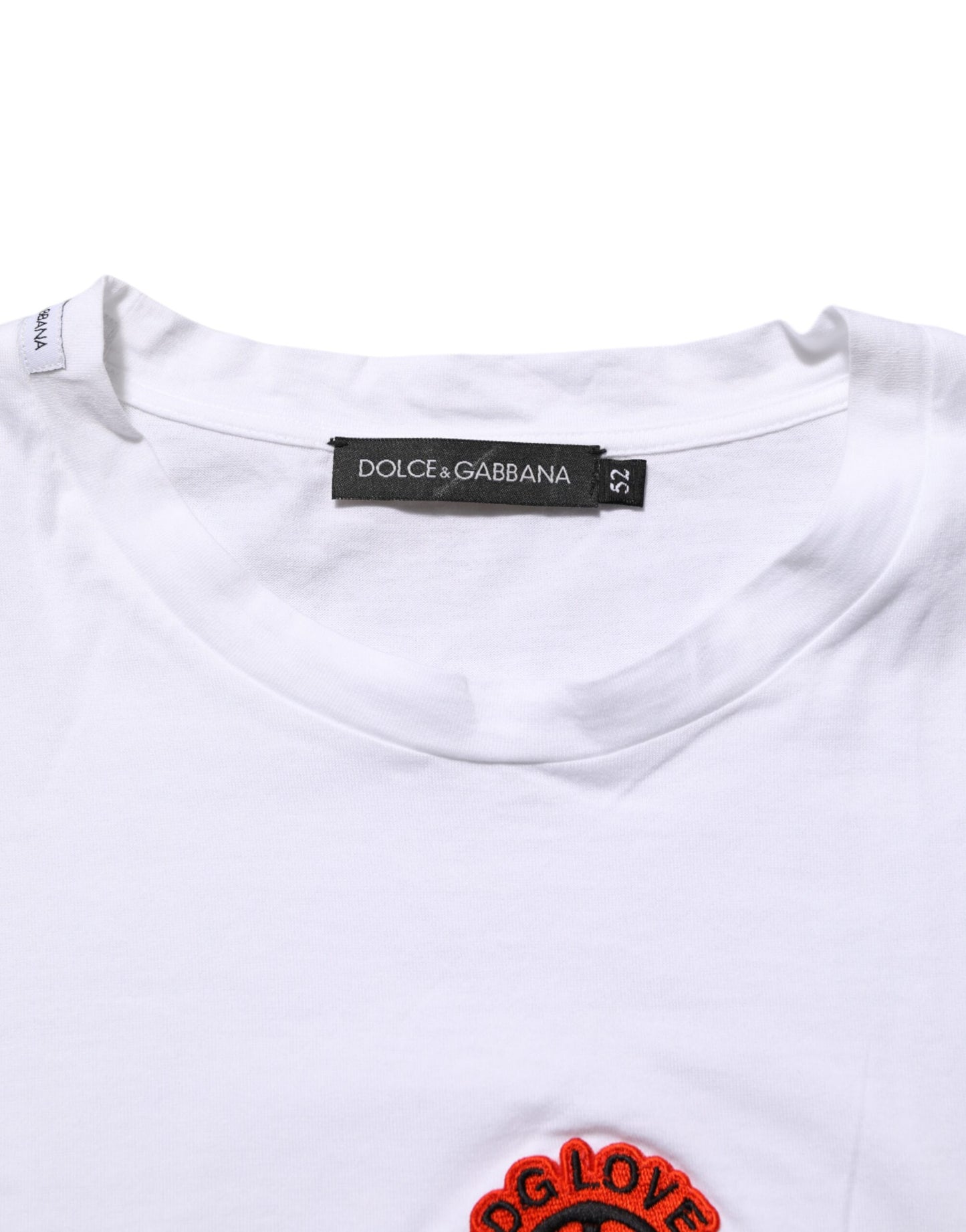 Dolce & Gabbana White Cotton DG Love Patch Crew Neck T-shirt Mens T-Shirt