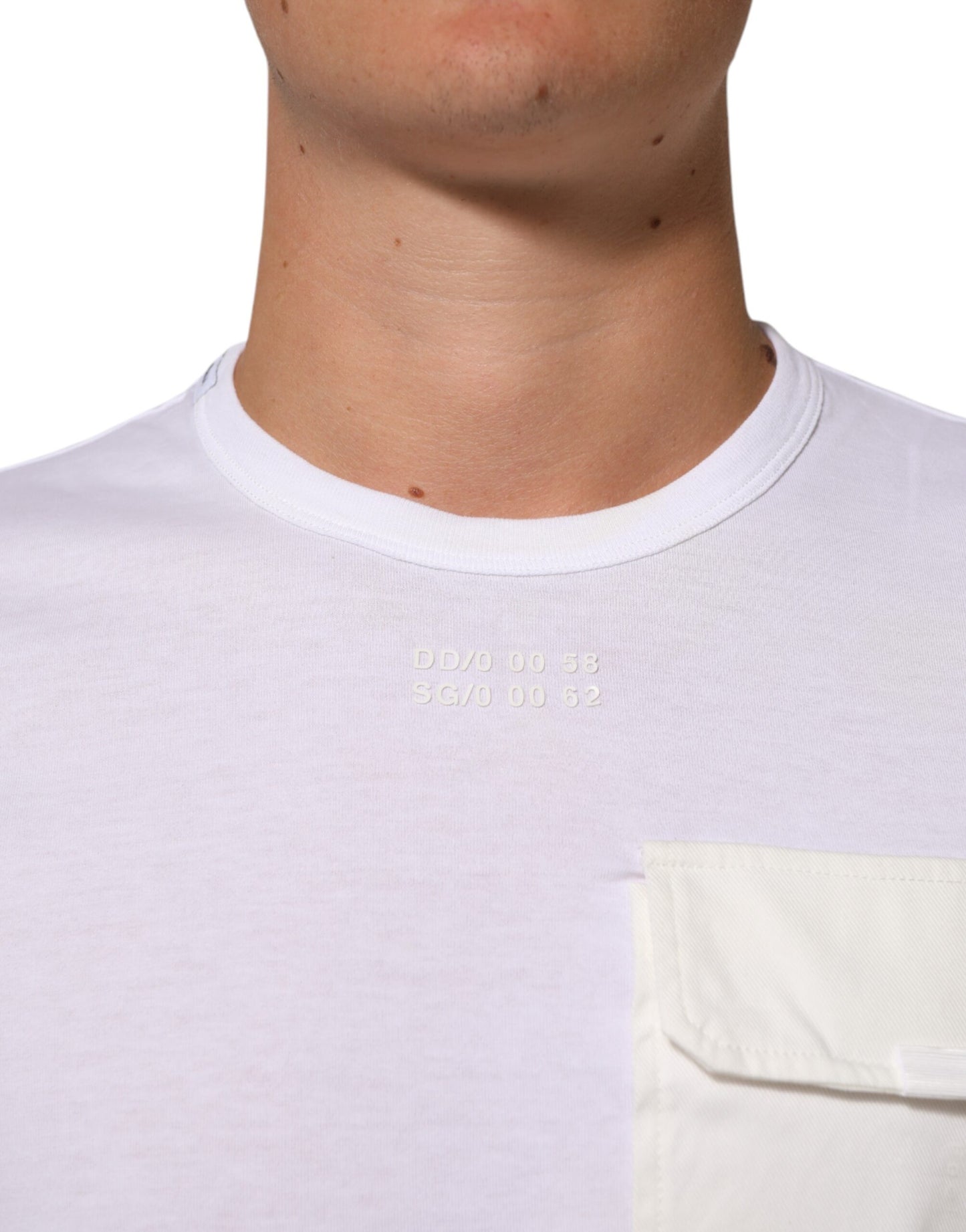 Dolce & Gabbana White Cotton Pocket Crew Neck Men Tee T-shirt Mens T-Shirt
