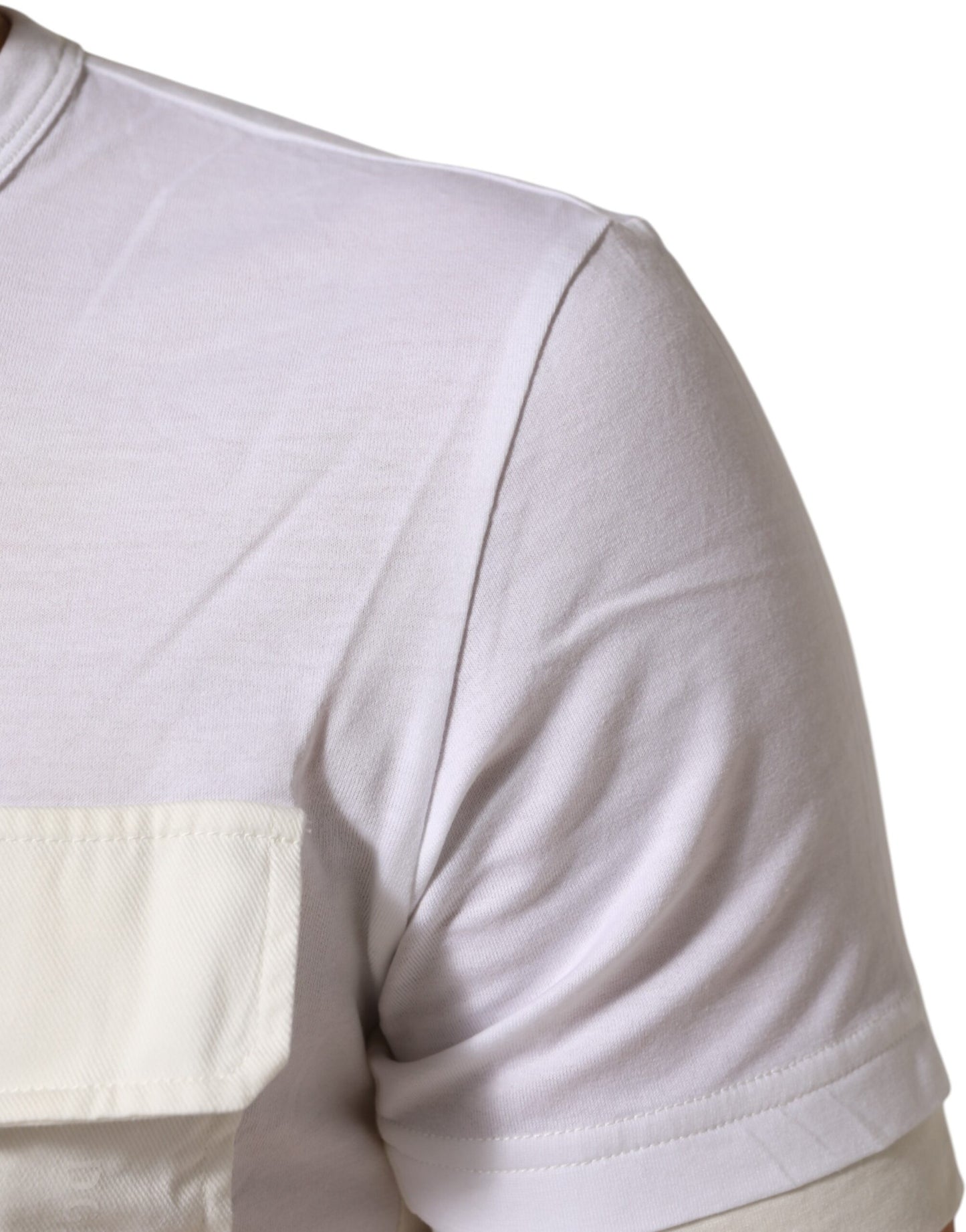 Dolce & Gabbana White Cotton Pocket Crew Neck Men Tee T-shirt Mens T-Shirt