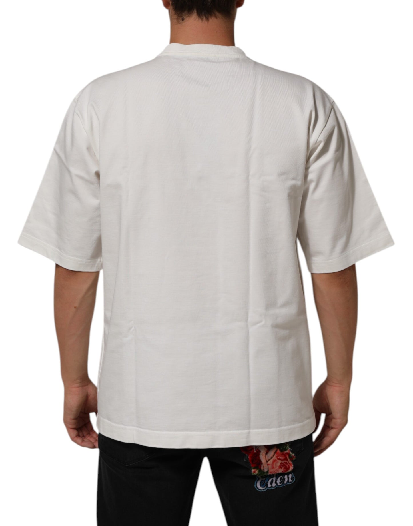 Dolce & Gabbana White Cotton Logo Print Crew Neck Men T-shirt Mens T-Shirt