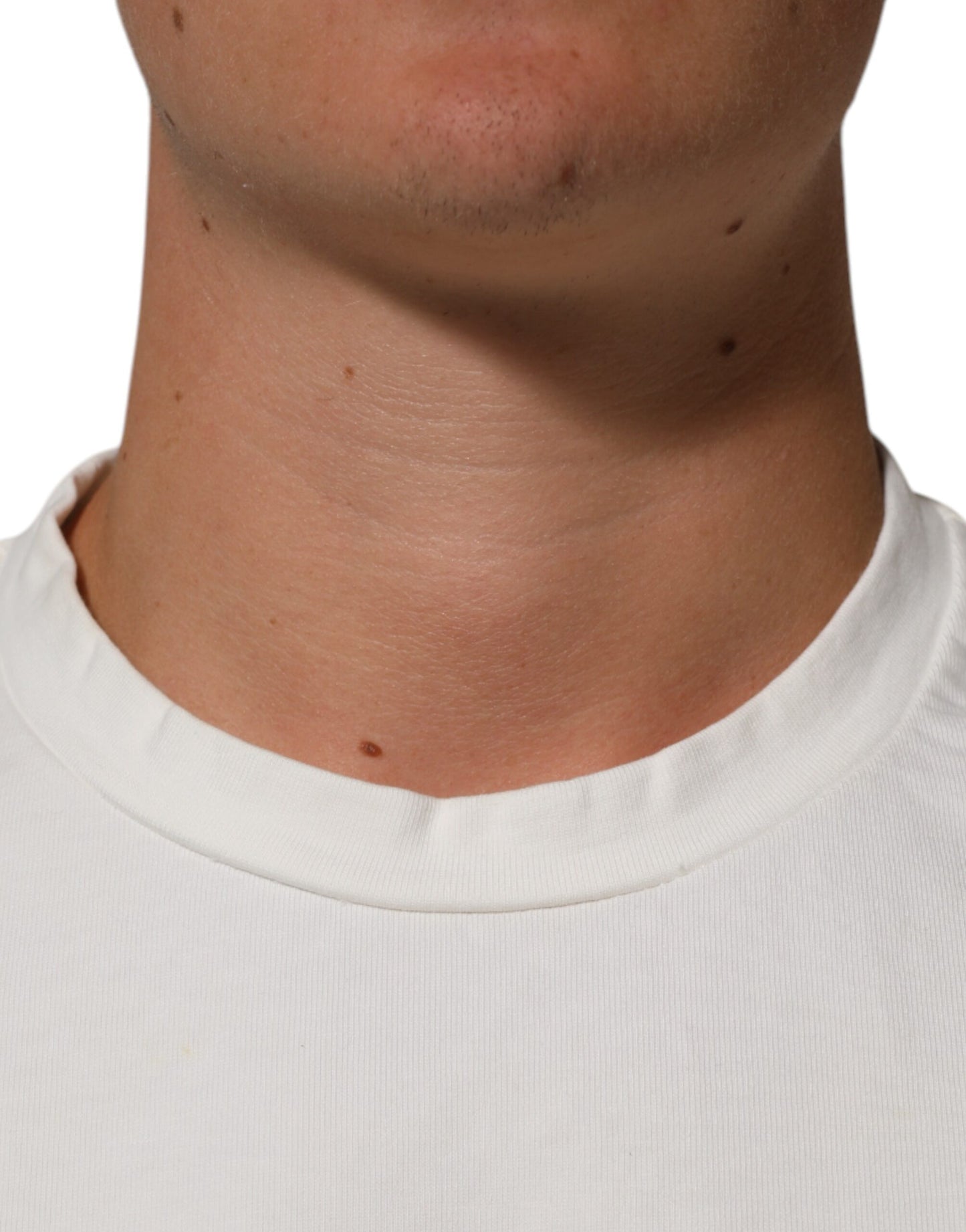 Dolce & Gabbana White Cotton Logo Print Crew Neck Men T-shirt Mens T-Shirt