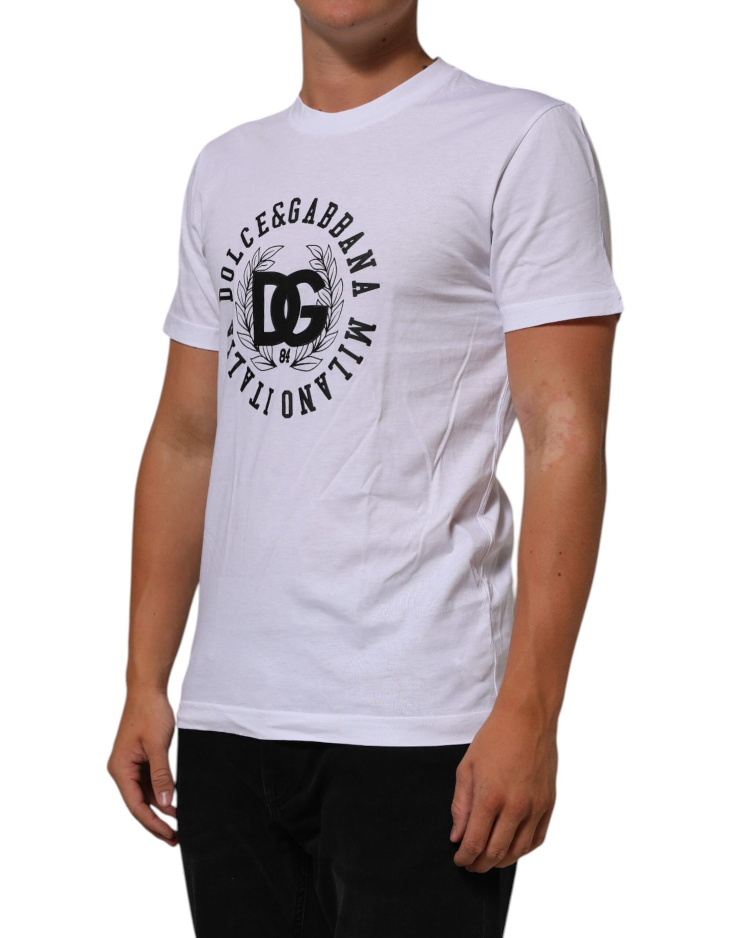 Dolce & Gabbana White Cotton Logo Print Crew Neck T-shirt Mens T-Shirt