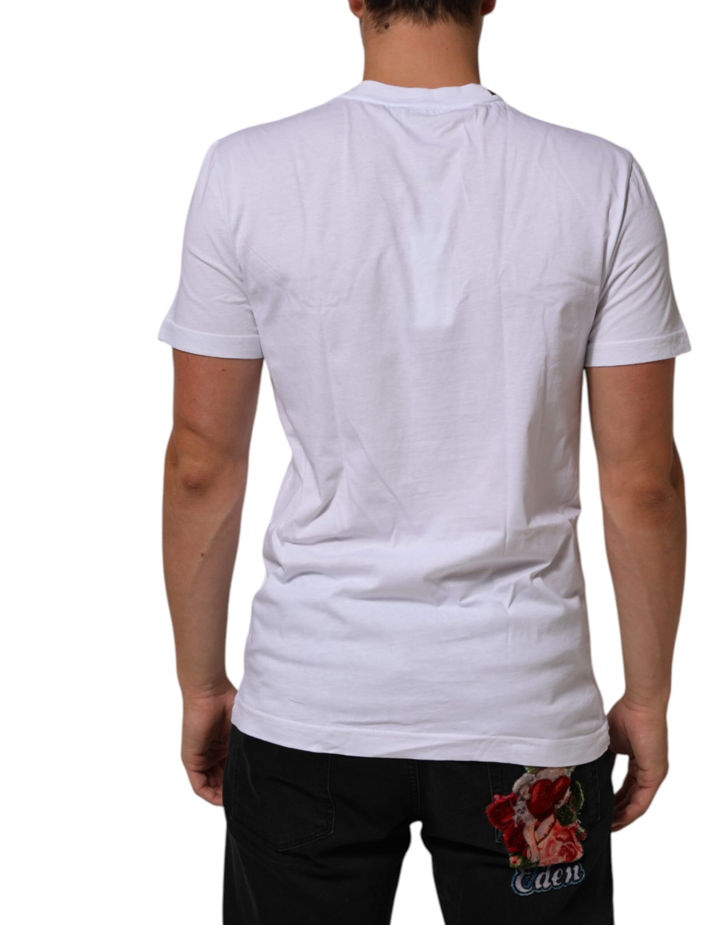 Dolce & Gabbana White Cotton Logo Print Crew Neck T-shirt Mens T-Shirt