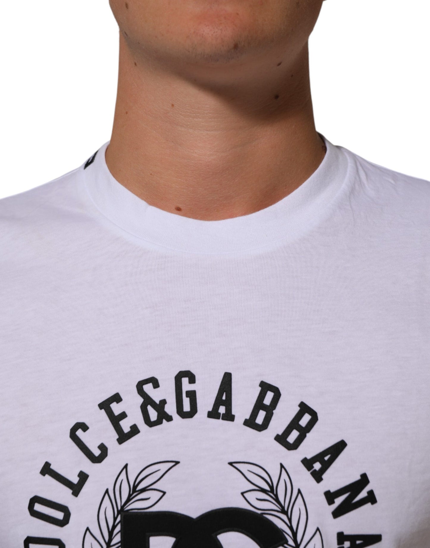Dolce & Gabbana White Cotton Logo Print Crew Neck T-shirt Mens T-Shirt