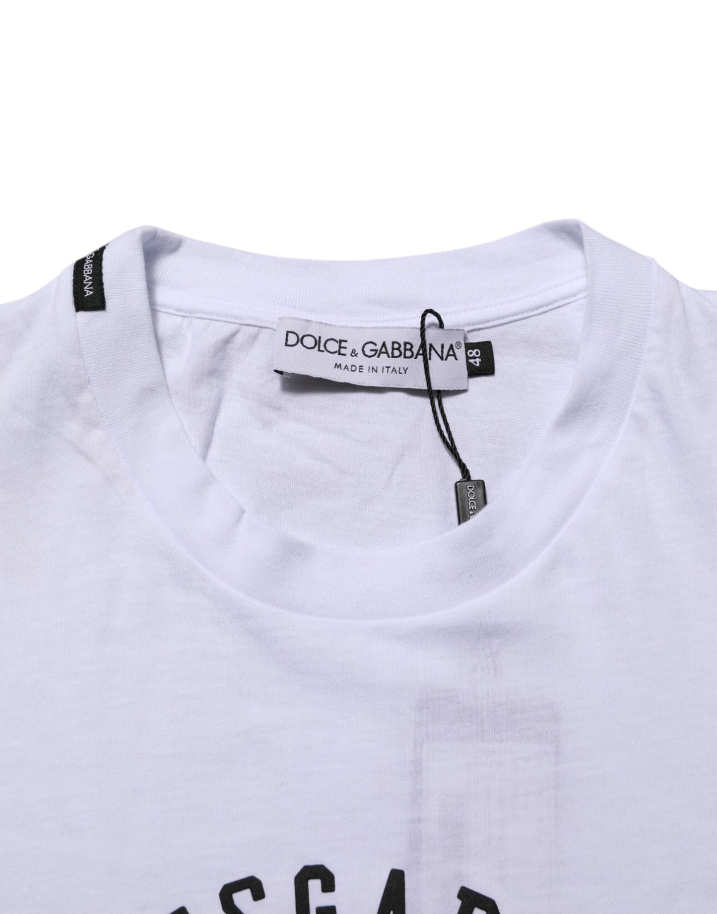 Dolce & Gabbana White Cotton Logo Print Crew Neck T-shirt Mens T-Shirt