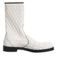 Dolce & Gabbana White Lambskin Leather Mid Calf Boots Shoes