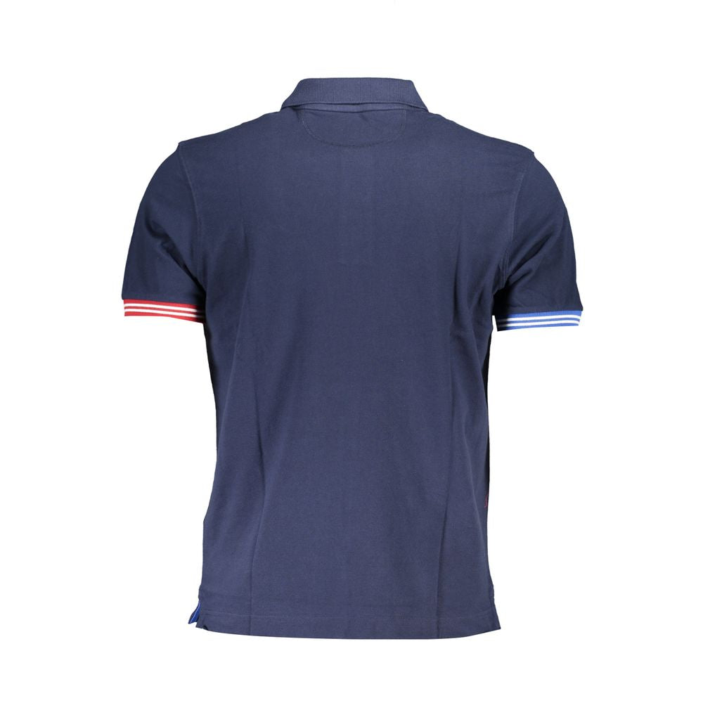 La Martina Blue Cotton Polo Shirt Mens T-Shirt