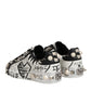 Dolce & Gabbana Black White Studded Low Top Sneakers Shoes