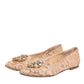Dolce & Gabbana Beige Taormina Lace Crystals Flats Shoes