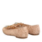 Dolce & Gabbana Beige Taormina Lace Crystals Flats Shoes