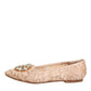 Dolce & Gabbana Beige Taormina Lace Crystals Flats Shoes
