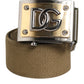 Dolce & Gabbana Military Green Nylon Logo Metal Buckle Belt