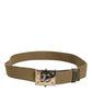 Dolce & Gabbana Military Green Nylon Logo Metal Buckle Belt