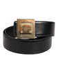Dolce & Gabbana Black Leather Classic Metal Logo Buckle Belt
