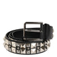 Dolce & Gabbana Black Calf Leather Studded Silver Buckle Belt