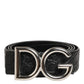 Dolce & Gabbana Black Exotic Leather DG Logo Buckle Belt