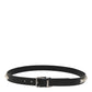 Dolce & Gabbana Black Leather Studded Silver-Tone Buckle Belt