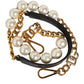 Dolce & Gabbana Black Leather Pearl Chain Bag Accessory Shoulder Strap