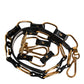 Dolce & Gabbana Black Leather Gold Chain Bag Accessory Shoulder Strap