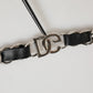 Dolce & Gabbana Black Leather Silver Chain Bag Accessory Shoulder Strap