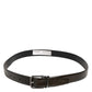 Dolce & Gabbana Brown Glossy Leather Classic Metal Buckle Belt