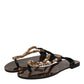 Dolce & Gabbana Black Crystals Flats Sandals Beachwear Shoes