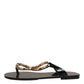 Dolce & Gabbana Black Crystals Flats Sandals Beachwear Shoes