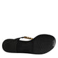 Dolce & Gabbana Black Crystals Flats Sandals Beachwear Shoes