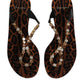 Dolce & Gabbana Black Crystals Flats Sandals Beachwear Shoes