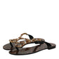 Dolce & Gabbana Black Crystals Flats Sandals Beachwear Shoes