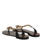 Dolce & Gabbana Black Crystals Flats Sandals Beachwear Shoes