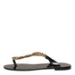 Dolce & Gabbana Black Crystals Flats Sandals Beachwear Shoes