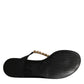 Dolce & Gabbana Black Crystals Flats Sandals Beachwear Shoes