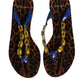 Dolce & Gabbana Blue Crystals Flats Sandals Beachwear Shoes
