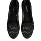 Dolce & Gabbana Black Taormina Lace Slip On Flats Shoes