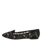 Dolce & Gabbana Black Taormina Lace Slip On Flats Shoes