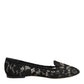 Dolce & Gabbana Black Taormina Lace Slip On Flats Shoes