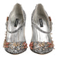 Dolce & Gabbana Silver Sequin Crystal Mary Janes Pumps Shoes