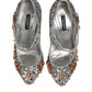 Dolce & Gabbana Silver Sequin Crystal Mary Janes Pumps Shoes