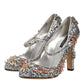 Dolce & Gabbana Silver Sequin Crystal Mary Janes Pumps Shoes