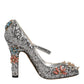 Dolce & Gabbana Silver Sequin Crystal Mary Janes Pumps Shoes
