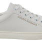 Dolce & Gabbana White Suede Leather Low Top Sneakers Shoes