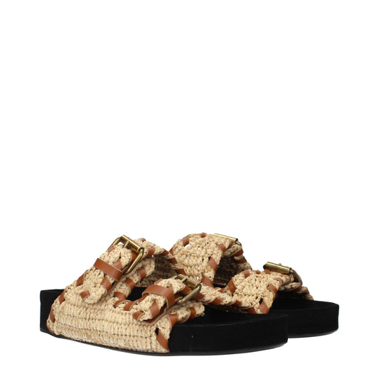 Isabel Marant Beige Raffia Slippers